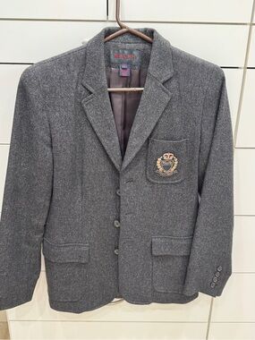 Ralph Lauren Charcoal Gray Sport Coat with Crest Patch